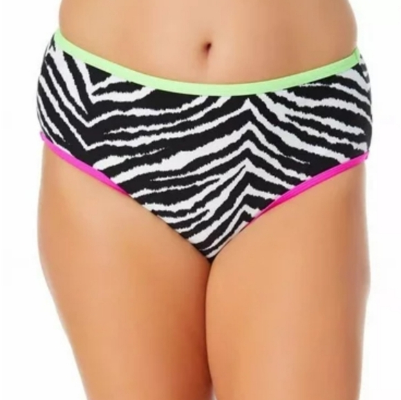 California Waves Zebra Print Plus Size Bikini Swim Bottoms - Picture 3 of 10